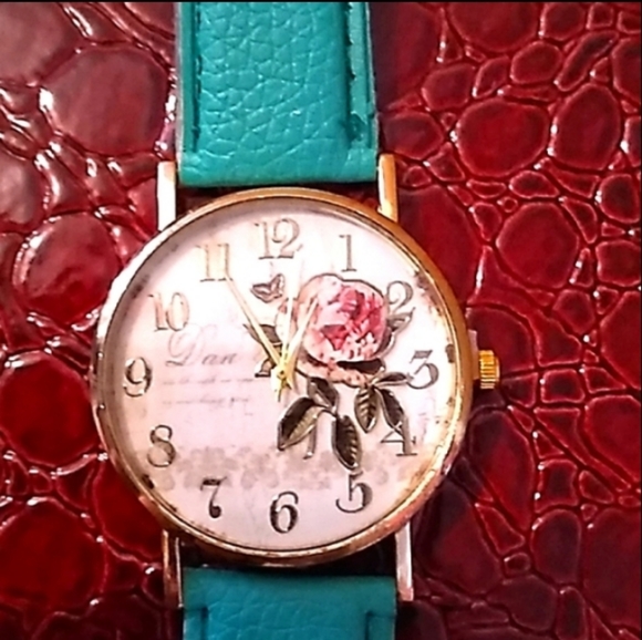 Rose Face Analog Leather Watch mint - Picture 7 of 8